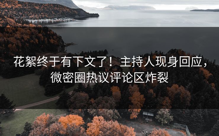 花絮终于有下文了！主持人现身回应，微密圈热议评论区炸裂
