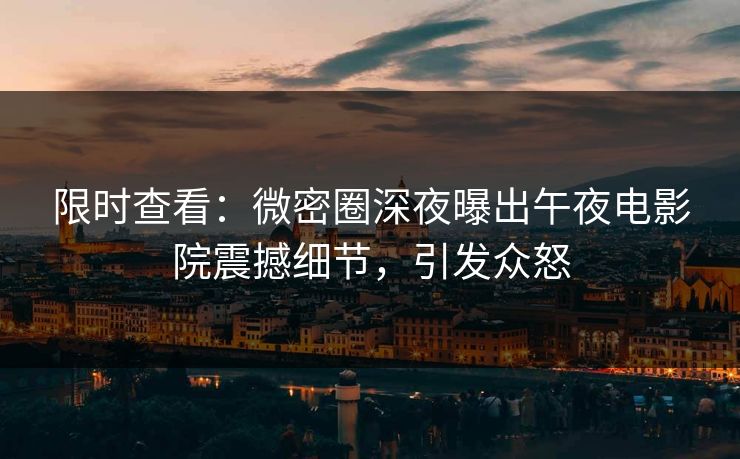 限时查看：微密圈深夜曝出午夜电影院震撼细节，引发众怒