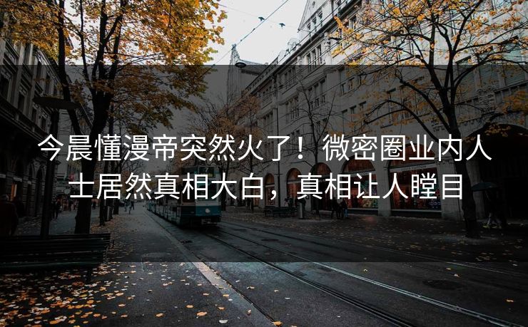 今晨懂漫帝突然火了！微密圈业内人士居然真相大白，真相让人瞠目