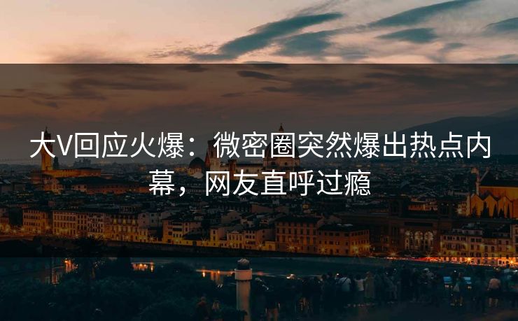大V回应火爆：微密圈突然爆出热点内幕，网友直呼过瘾