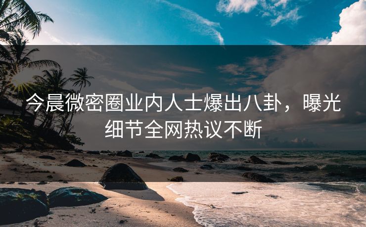 今晨微密圈业内人士爆出八卦，曝光细节全网热议不断