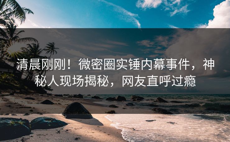 清晨刚刚！微密圈实锤内幕事件，神秘人现场揭秘，网友直呼过瘾