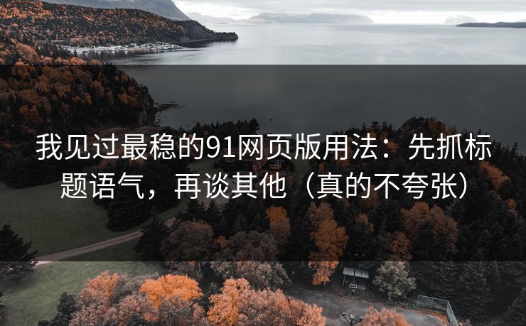 我见过最稳的91网页版用法：先抓标题语气，再谈其他（真的不夸张）