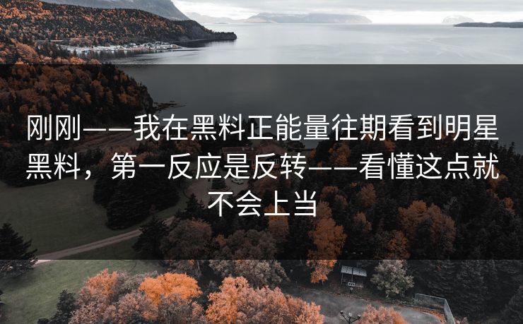 刚刚——我在黑料正能量往期看到明星黑料，第一反应是反转——看懂这点就不会上当